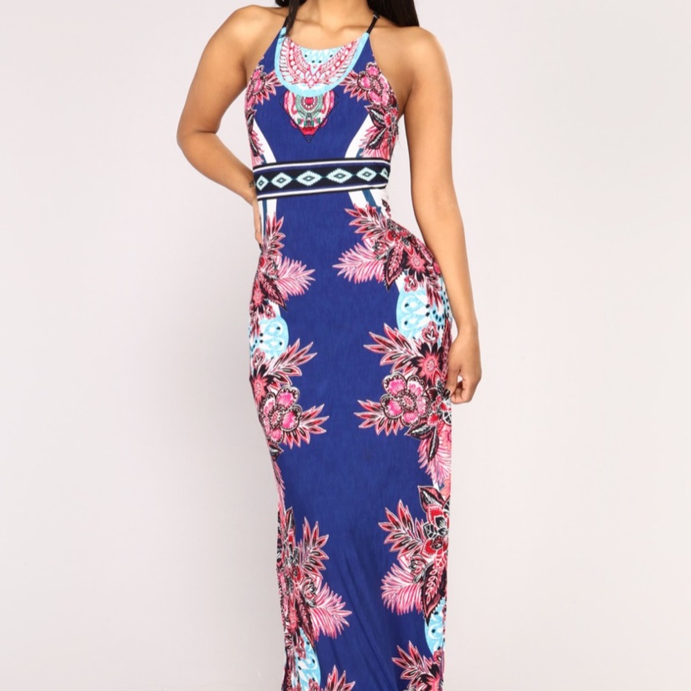 Fashion nova maxi dress navy sz M
